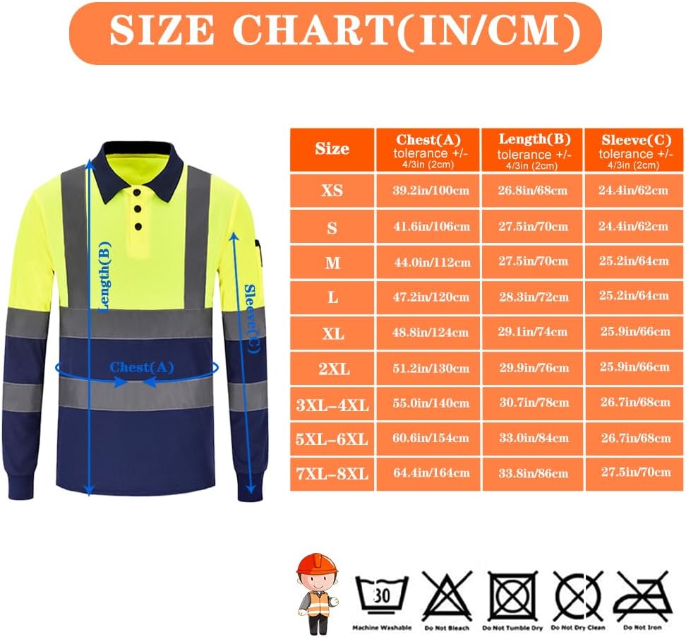 Warnschutz Polo T-Shirt Warnschutzshirt Langarm Warnshirt sicherheits polohemd Langarm Langarm L Eu-