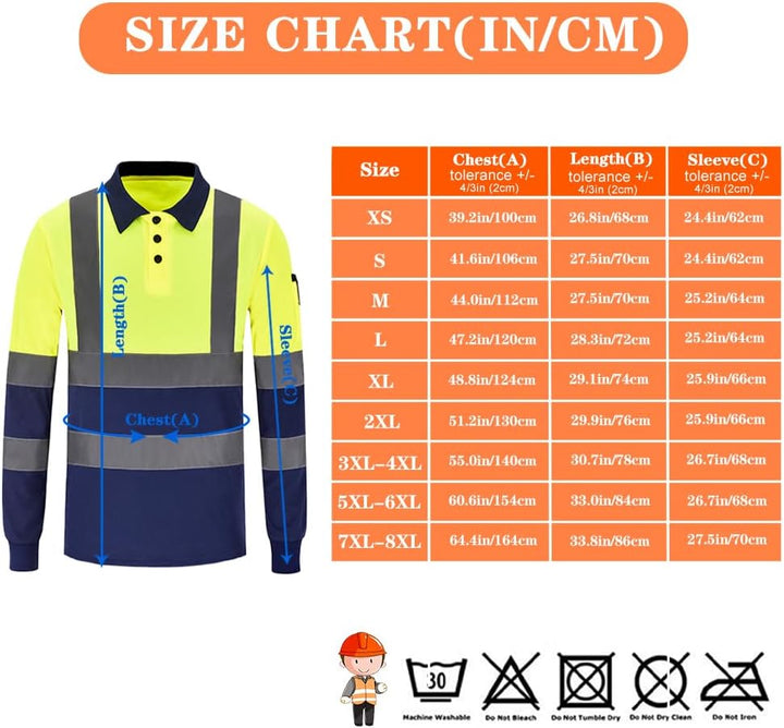 Warnschutz Polo T-Shirt Warnschutzshirt Langarm Warnshirt sicherheits polohemd Langarm Langarm L Eu-