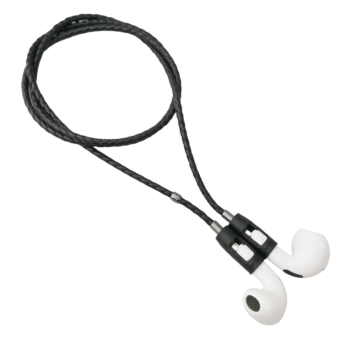 Tapper Schwarzes Lammleder/schwarzes Stahlband für AirPods & AirPods Pro Schwarz / schwarzer Stahl,