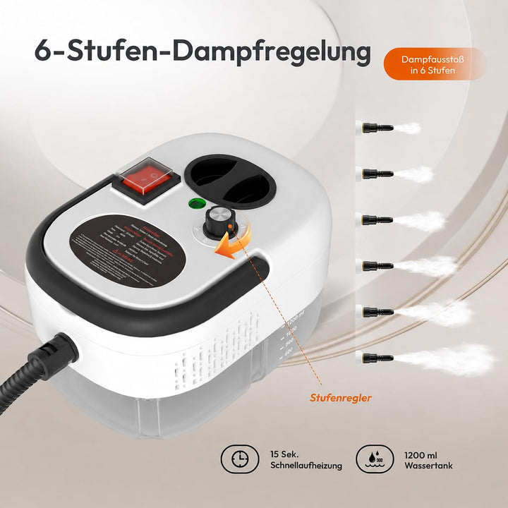 Dampfreiniger Handgerät, Dampfreiniger, 1,2L Wassertank, Tragbarer Steam Cleaner, Multifunktions Dam