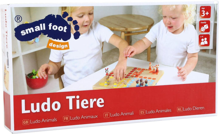 small foot Ludo "Tiere" aus Holz, Gesellschaftsspiel für Gross und Klein, mit Tierchen-Spielfiguren,