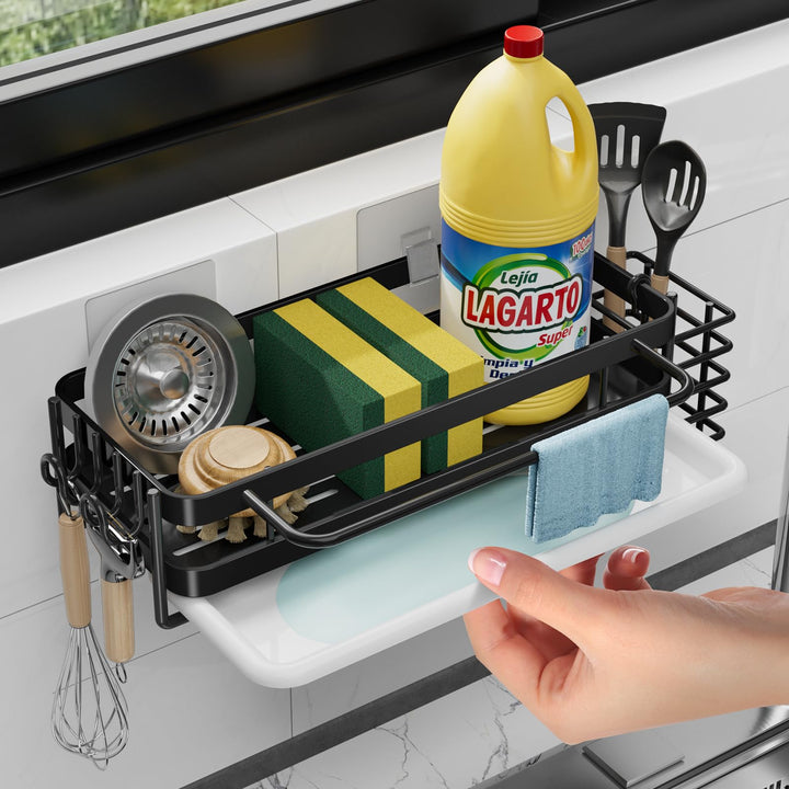 Küche Spülbecken Organizer Wand, Spüle Organizer mit Abflusspfanne/Lappenhalter, Waschbecken Organiz