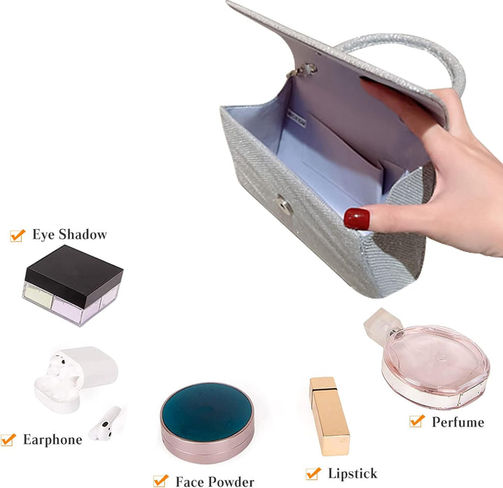 CORIOS Abendtasche Damen Glitzer Henkeltasche Kette Clutch Bag Klein Tasche Hochzeit Brautbörse Glän