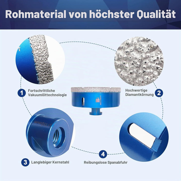 Diamant Fliesenbohrer 110mm - M14 Diamantbohrer Lochsäge für Fliesen Porzellan Keramik Marmor Granit