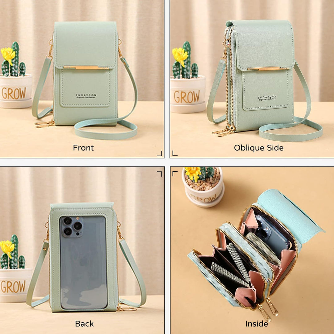 PORRASSO Handy Umhängetasche Touchscreen Crossbody Kleine Handytasche Mädchen Schultertasche PU Wass