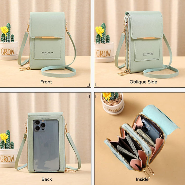 PORRASSO Handy Umhängetasche Touchscreen Crossbody Kleine Handytasche Mädchen Schultertasche PU Wass