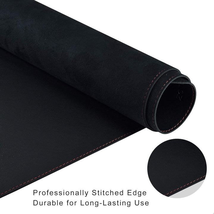 ZORESYN Profi Schreibtischmatte 140x40cm Schwarz - wasserdichte PU-Leder Unterlage für schmale Tisch
