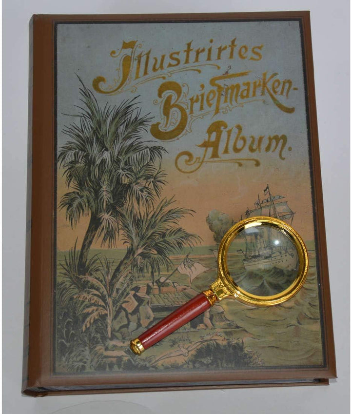 Goldhahn Briefmarkenalbum Einsteckalbum 60 schwarze Seiten Nostalgie-Album "Mauritius" + GRATIS Lupe