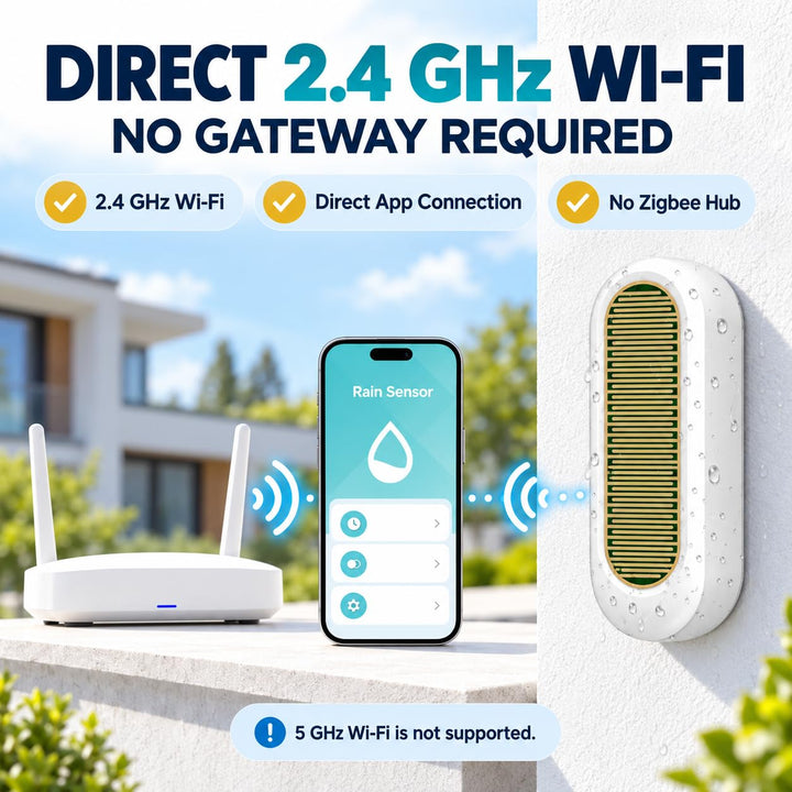Rain Sensor, Tuya WiFi Smart Rain Sensor Real-time Raindrop App-Controlled for Home Automation High