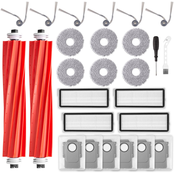 26 Stück Zubehörset für Roborock QV 35A / QV 35S Saugroboter, Ersatzubehör 2 Hauptbürste 6 Wischpad