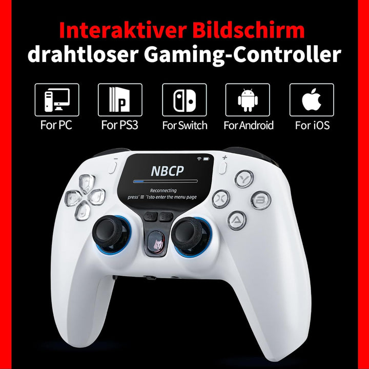 NBCP Wireless Controller für PC mit Display, PC Controller Pro Wireless mit Hall-Jostick/Hall-Trigge
