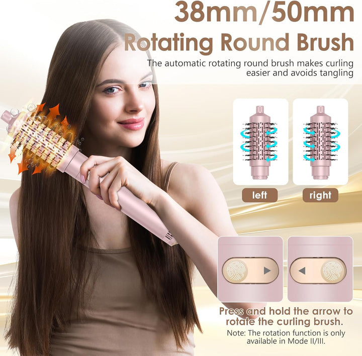Rotierende Haarbürste, Air Styler 800 W, Ionen-Haartrockner, Heizbürste, 3-in-1, Lockenstab 38/50 mm