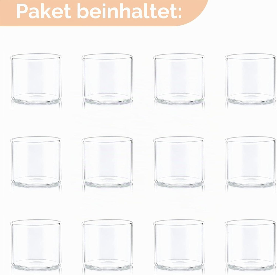Nuptio Klarglas Votivkerzenhalter Satz von 12 Mini Teelichthalter Kerze Teelichthalter 4.6cm Breite