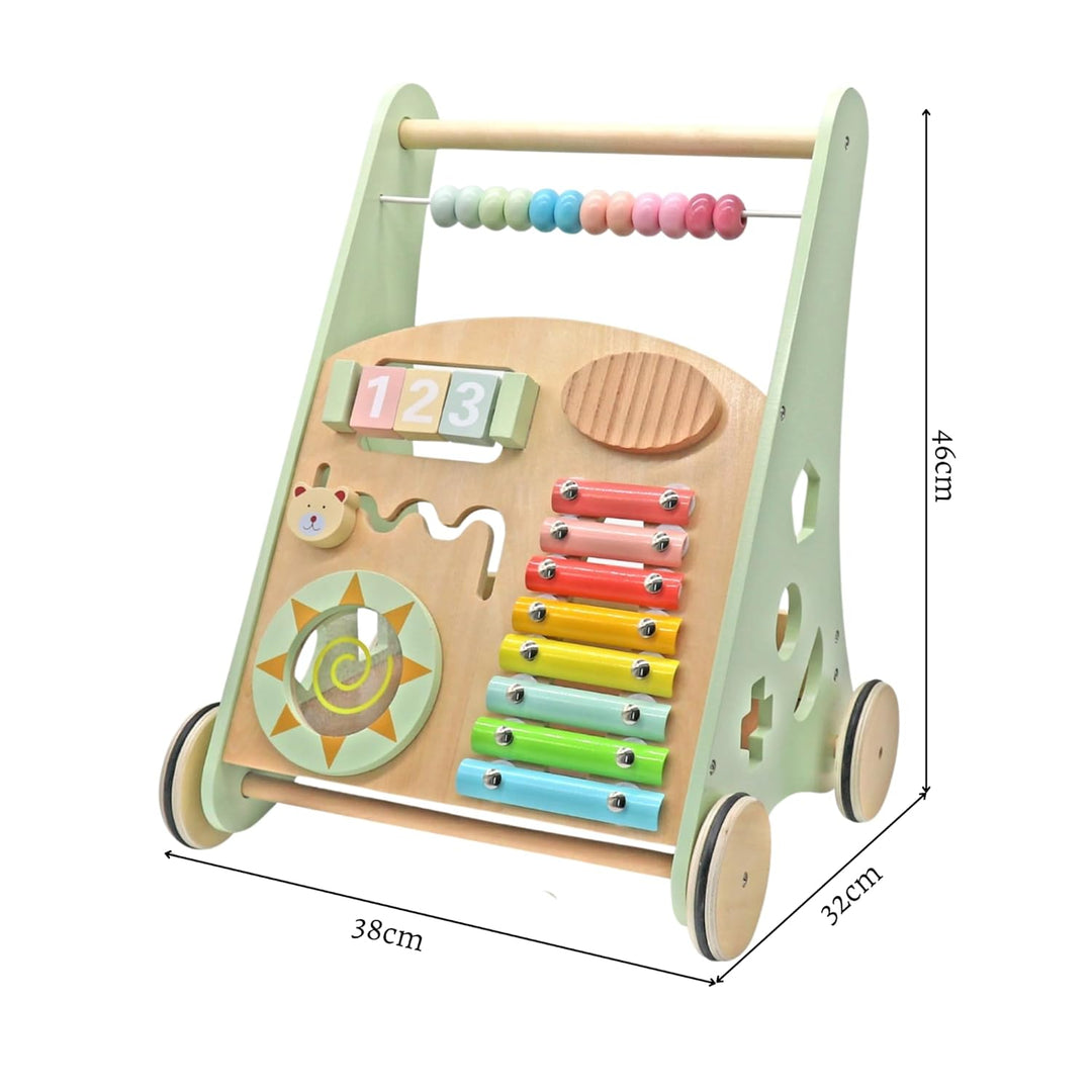 Rijoka Lauflernwagen aus Holz – Laufwagen für Babys - 38x32x46cm - Grün, grün