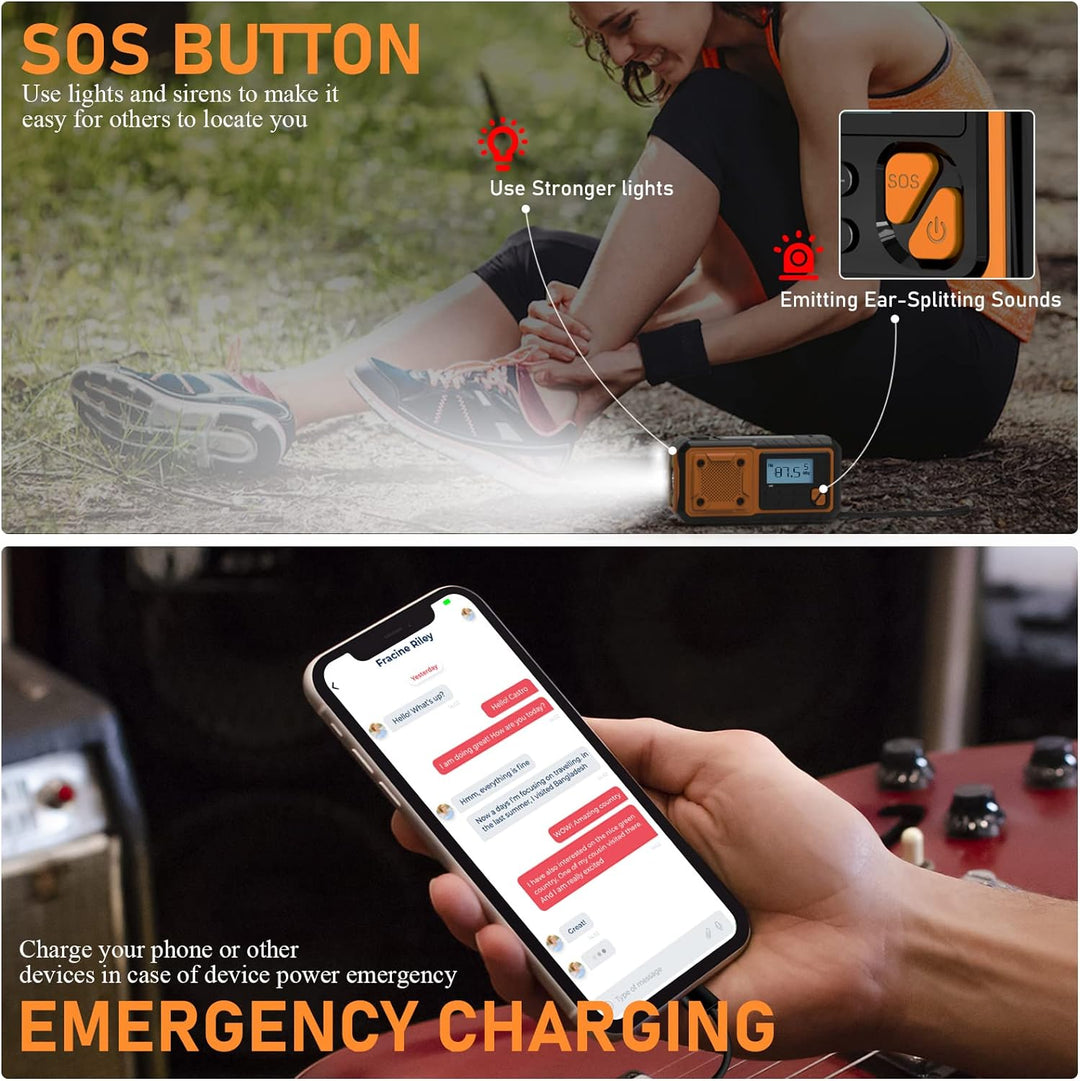 Tendak Kurbelradio mit Handyladefunktion, Notfallradio FM AM SW mit 4000mAh Wiederaufladbare/SOS Ala