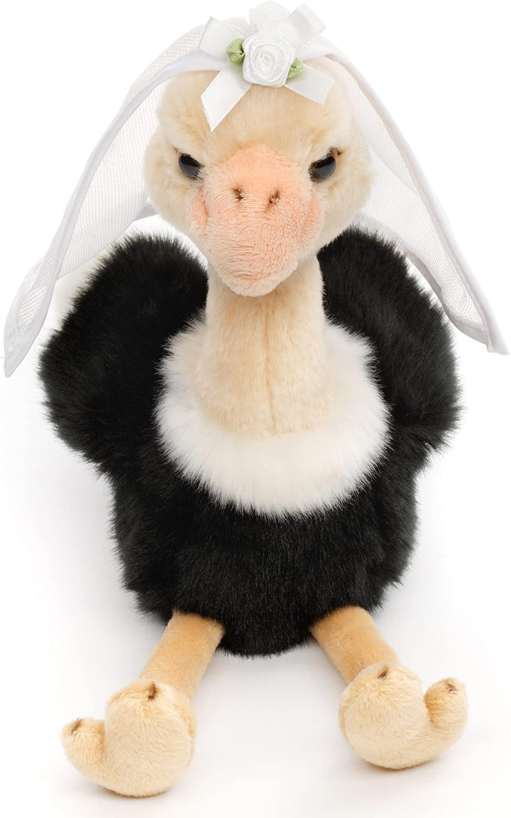 Uni-Toys - Strauss mit Braut-Schleier - 28 cm (Höhe) - Plüsch-Vogel, Brautstrauss - Plüschtier, Kusc