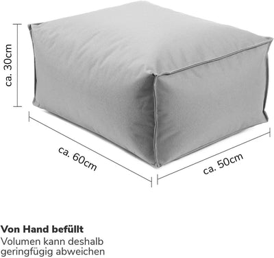 mokebo® Outdoor Pouf o. Hocker 65x55cm in Grau für Balkon & Garten 'Der Ruhepouf' Sitzhocker eckig,