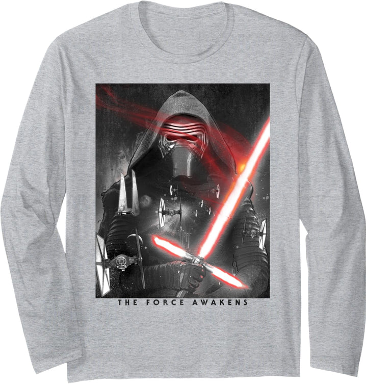 Star Wars The Force Awakens Kylo Ren Lightsaber Portrait Langarmshirt