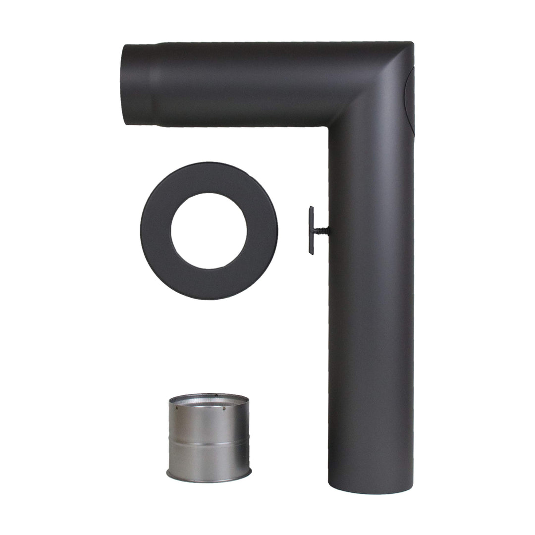 LANZZAS Ofenrohr Set 1x 90° Grad (Spitzbogen), im Durchmesser, DN Ø 150 mm, Farbe: gussgrau - weiter