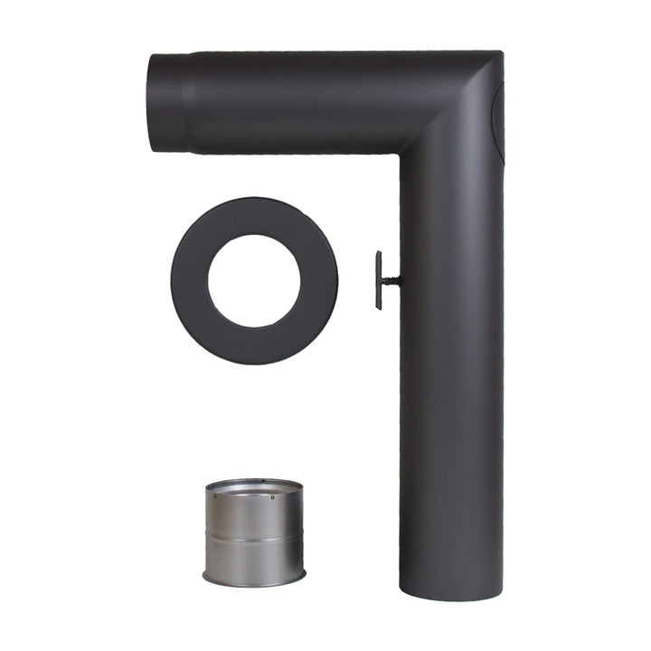 LANZZAS Ofenrohr Set 1x 90° Grad (Spitzbogen), im Durchmesser, DN Ø 150 mm, Farbe: gussgrau - weiter