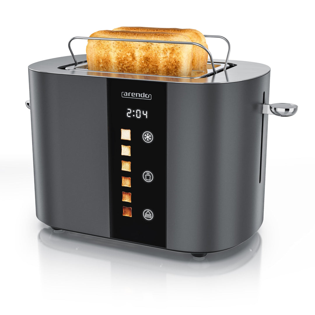 Arendo - Edelstahl Toaster 2 Scheiben - Touchscreen – Doppelwandgehäuse – 800 W – Integrierter Brötc