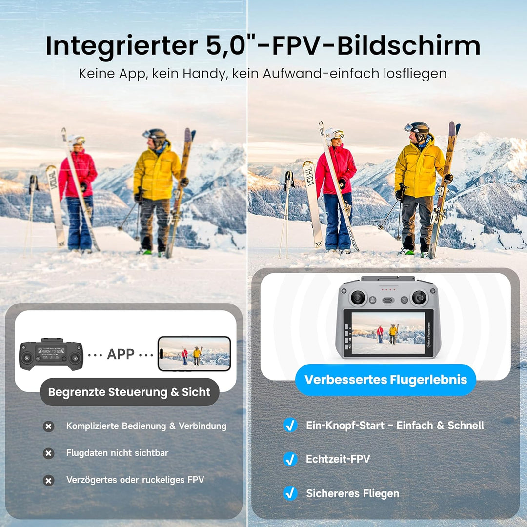 GPS Drohne mit Kamera EIS 4K für Erwachsene, mit Bildschirm auf Controller, 70 Minuten Flugzeit, 10