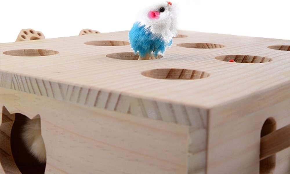 Interaktives Katzenspielzeug, Holz, Spielzeug, Maulwurf Maus, Puzzle Box mit süssen Cartoon Spielzeu