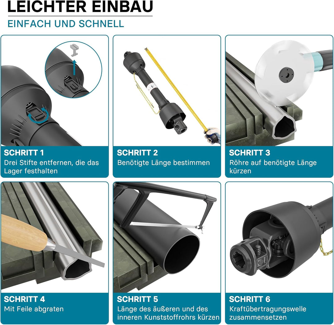 Wiltec Zapfwelle T4 Gelenkwelle 850-1105mm 460Nm 540U/min, PTO-Shaft, 40kW (55PS), 2X 1 3/8" 6 Zähne