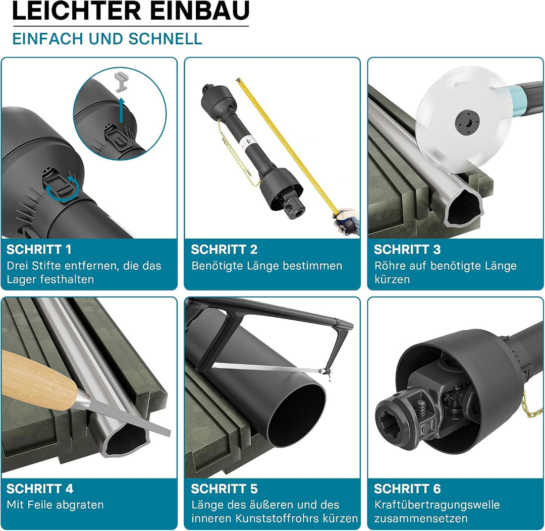 Wiltec Zapfwelle T4 Gelenkwelle 850-1105mm 460Nm 540U/min, PTO-Shaft, 40kW (55PS), 2X 1 3/8" 6 Zähne