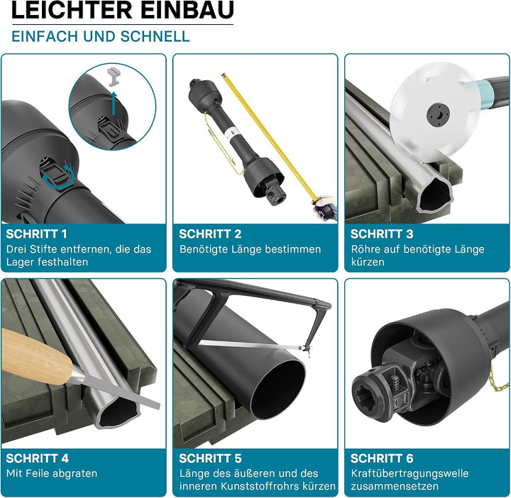 Wiltec Zapfwelle T4 Gelenkwelle 850-1105mm 460Nm 540U/min, PTO-Shaft, 40kW (55PS), 2X 1 3/8" 6 Zähne