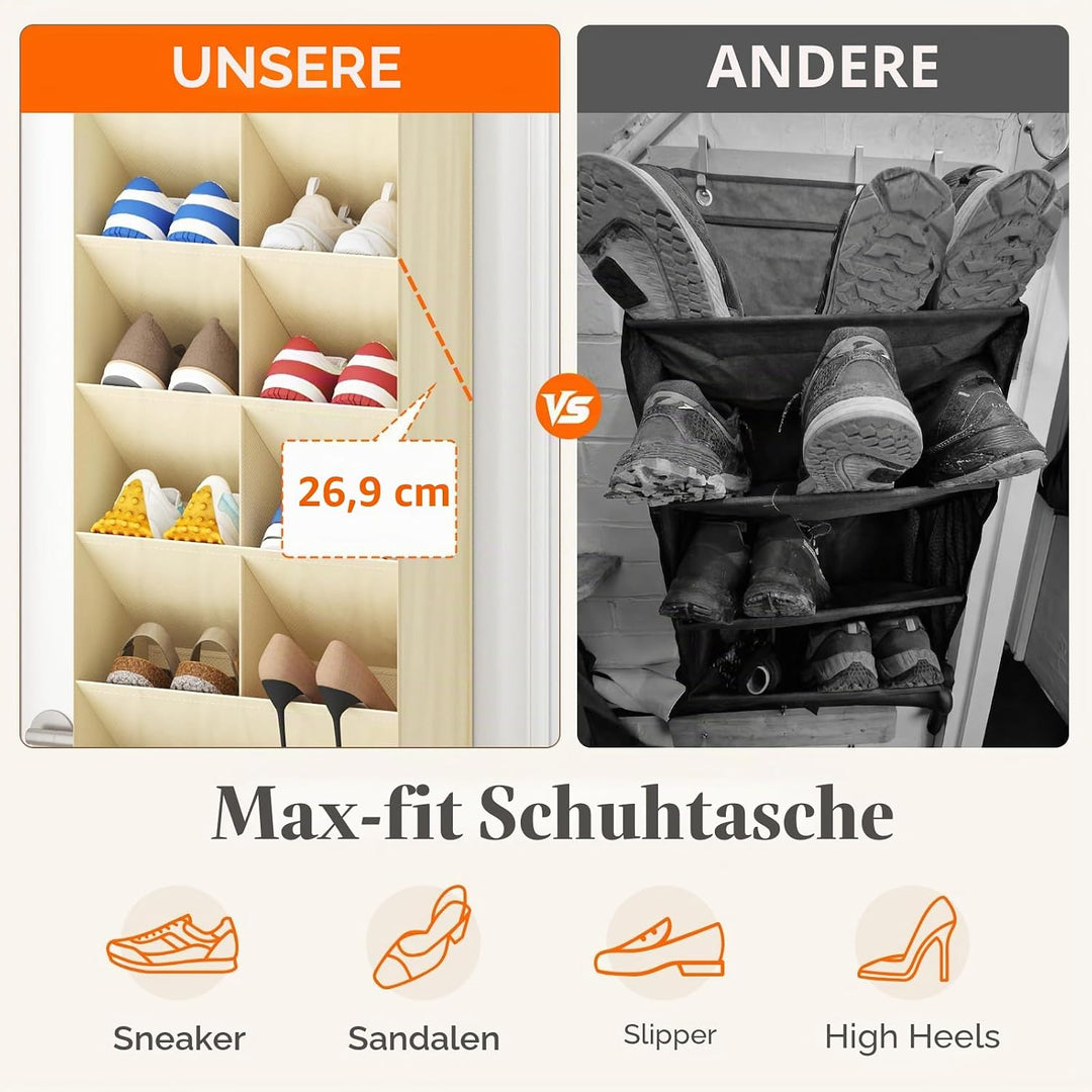 Lifewit 6 Ebene über die Tür Schuh mit 11 grossen tiefen Taschen, 1 Packung Stoff hängende Schuhe Au