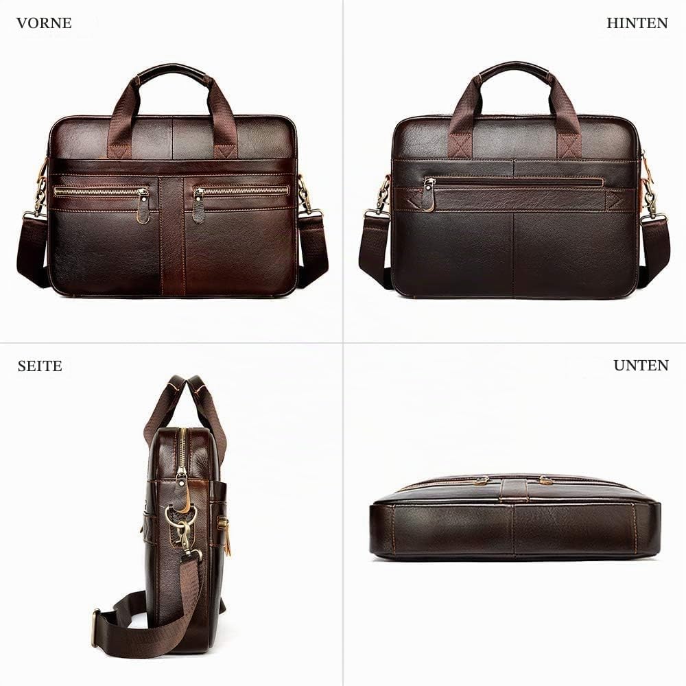 Businesstasche Herren Leder Aktentasche Männer Handtasche Vintage Laptoptasche Arbeitstasche Umhänge