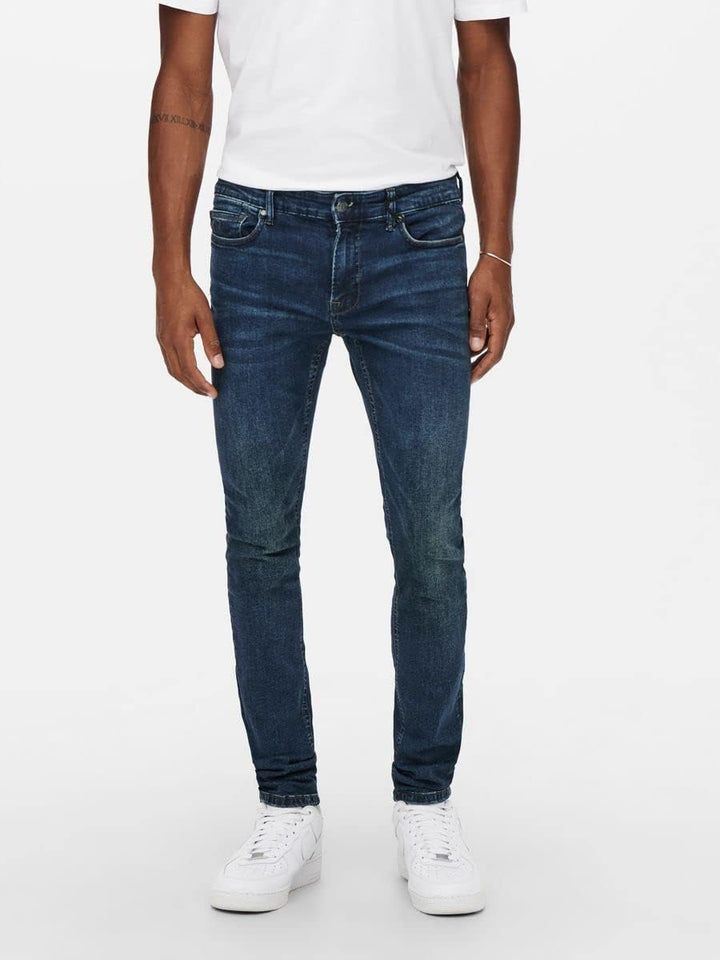 ONLY & SONS Male Skinny Jeans Skinny Fit Mittlere Taille Jeans 29 Blue Denim, 29 Blue Denim