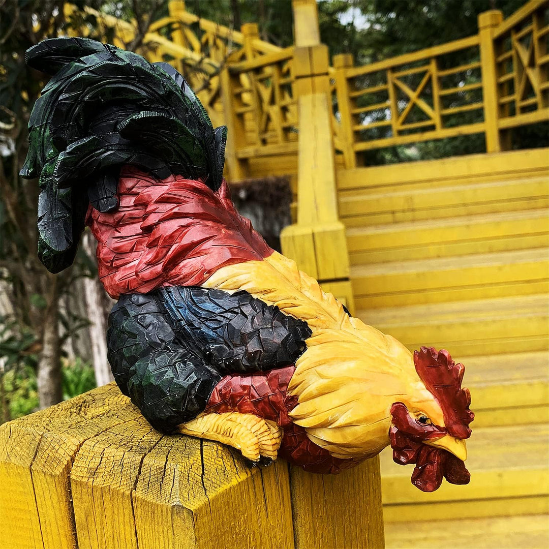 Handsider Gartenstatuen Huhn, Kunst Hahn Gartenfiguren Dekoration, Simuliert Tier für Zaun Zimmer Te
