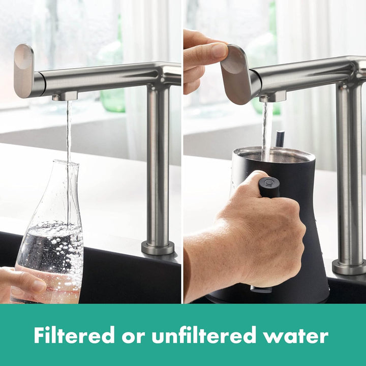 hansgrohe Küchenarmatur Aqittura M91 mit Wasserfilter, 3 Wege Wasserhahn Küche mit Auslauf Höhe 240