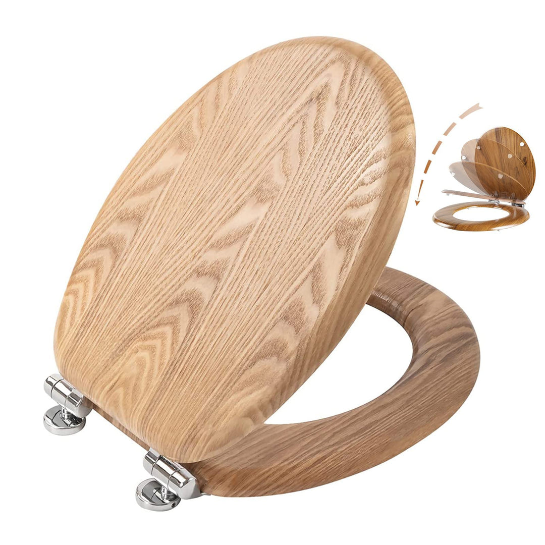Angel Shield Toilettendeckel Holz WC-Sitz mit Absenkautomatik Quick-Release Funktion für einfach Rei