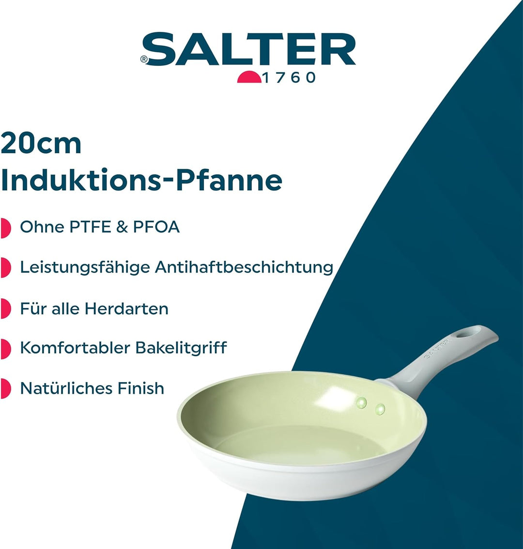 SALTER Earth Keramik Bratpfanne, Antihaft-Pfanne, PFOA/PFAS/PTFE-freie Keramikbeschichtung, Induktio