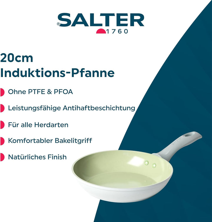 SALTER Earth Keramik Bratpfanne, Antihaft-Pfanne, PFOA/PFAS/PTFE-freie Keramikbeschichtung, Induktio