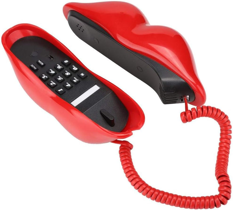 Lippenform-Telefon,Festnetz Lippen Telefon,Schreibtisch-lustiges schnurgebundenes Telefon,mit Telefo