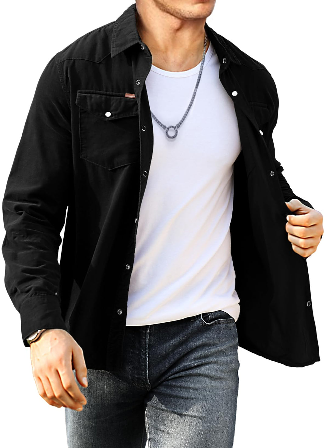 Meilicloth Cord Hemd Herren Hemdjacke Hemden Langarm Button Placke Langarm Regular Fit Casual S Schw