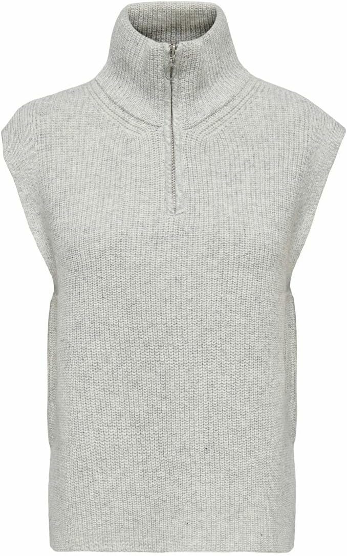 ONLY Damen Onltia Life Highneck Vest KNT Noos Pullover L Light Grey Melange, L Light Grey Melange