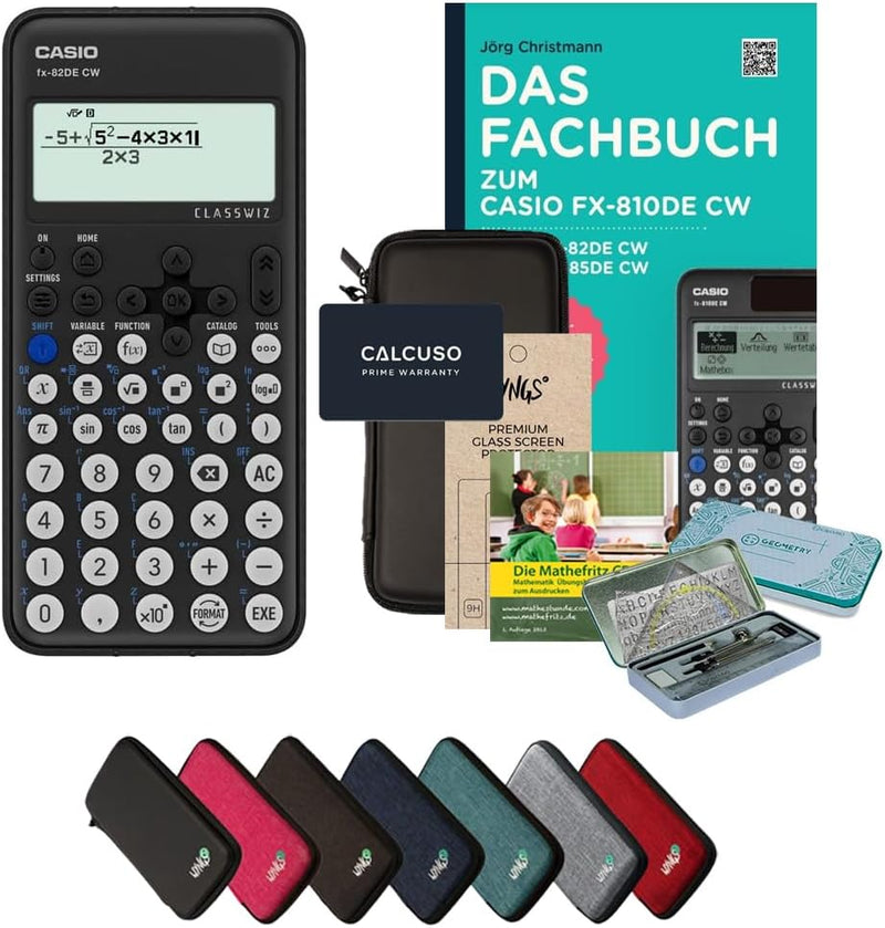 CALCUSO Streberpaket Schwarz mit Taschenrechner Casio FX-82DE CW (Deutsch) Schwarz Casio FX-82DE CW,