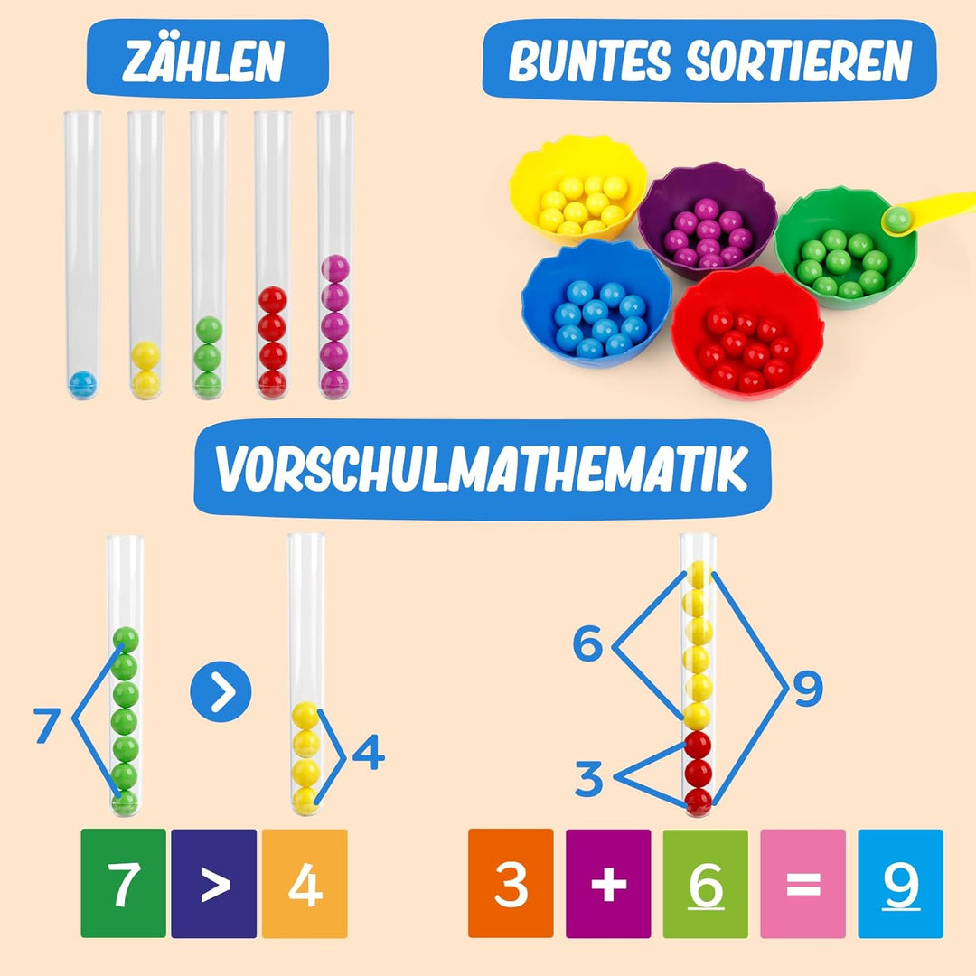 Farben Lernen Ab 3 4 5 Jahre, Montessori Spielzeug, Zähl und Farbsortierspielzeug für Kinder, Mathem