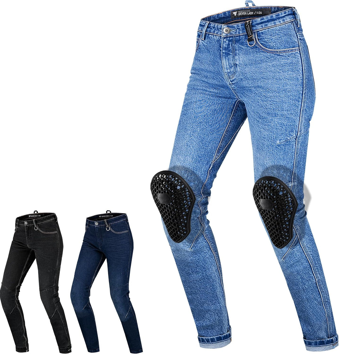 SHIMA DEVON Motorradjeans - Belüftete Elastische Slim Fit Biker Motorradhose mit FiberQL-Verstärkung