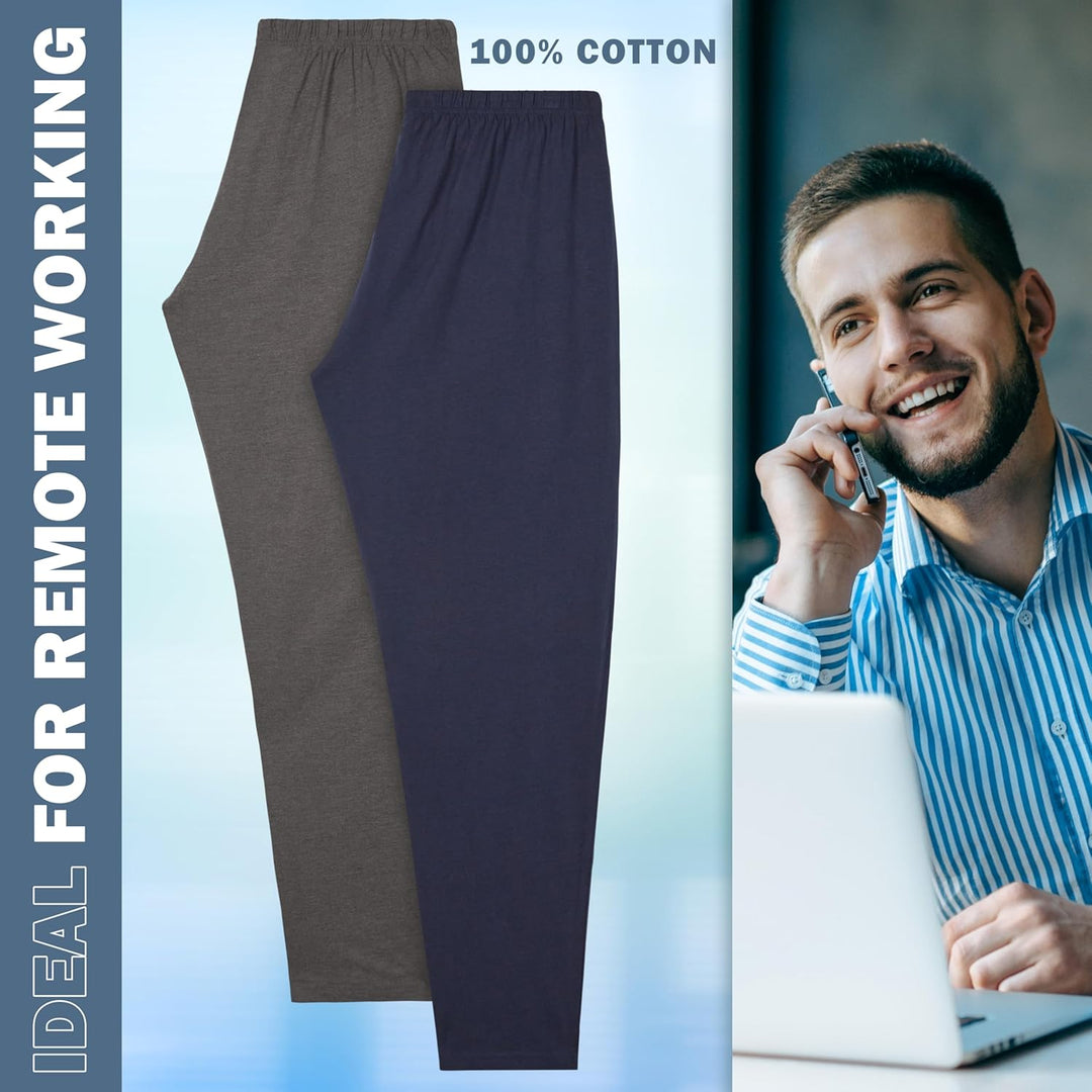 CityComfort Herren Schlafanzughose Lang mit Seitentaschen & elastischem Bund, 2er Pack M Bund mit Ko