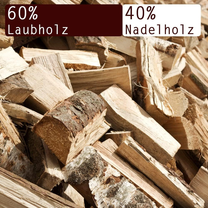 Flameup Brennholz Gemischt Kaminholz 15 kg Buche Eiche Birke Kiefer Fichte Holz Für Ofen und Kamin K