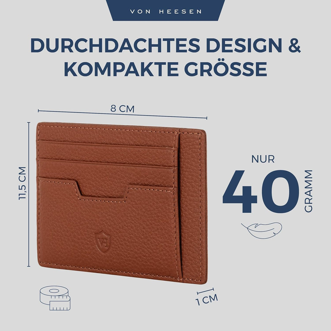 VON HEESEN® Echtleder RFID Kartenetui aus Nappa-Leder - 9 Fächer - Querformat Kreditkartenetui für D