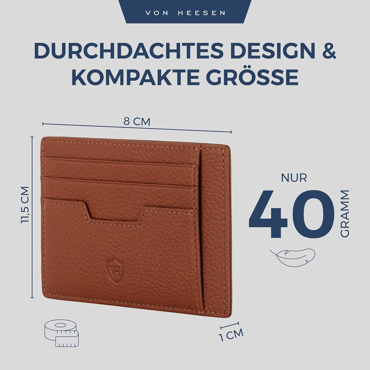 VON HEESEN® Echtleder RFID Kartenetui aus Nappa-Leder - 9 Fächer - Querformat Kreditkartenetui für D