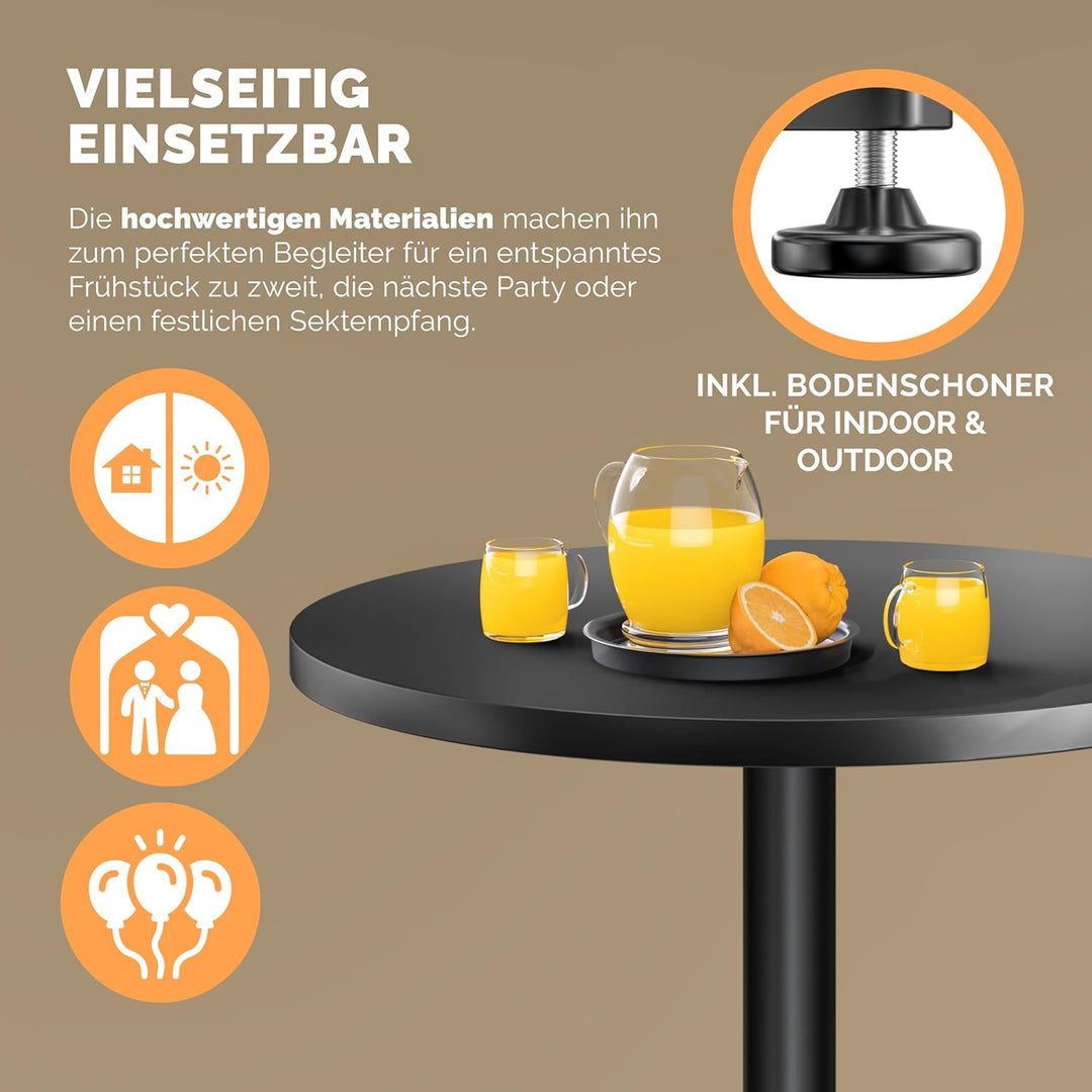 Casaria® 2in1 Stehtisch Höhenverstellbar 2er Set 70/115 cm Aluminium Ø 60 cm Rund Wetterfest Outdoor