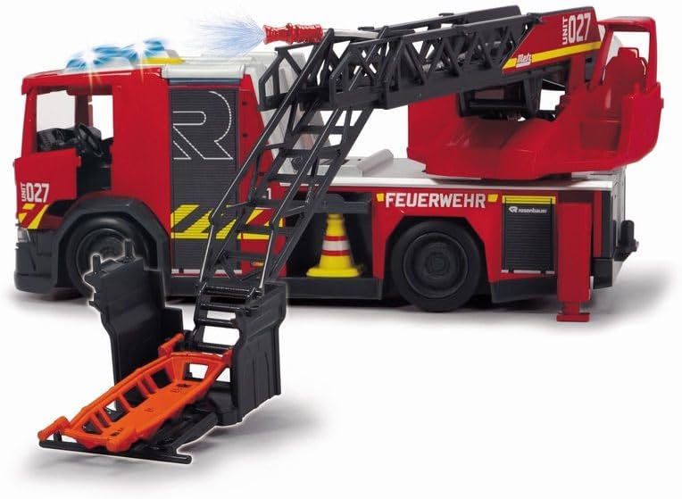 Dickie 203716017038 Scania Rosenbauer SOS Fire Rescue Licht und Sound 35 cm, 3 Jahre